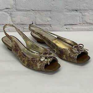 Anne Klein Jacenta Slingback Shoes Womens Size 6 Snakeskin Pattern Vegan Leather